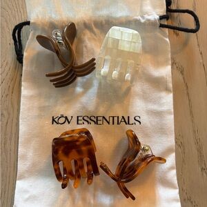 Essentials Women's Mixed Mini Hair Claw Clip Set - Tortoiseshell, Brown, Cream